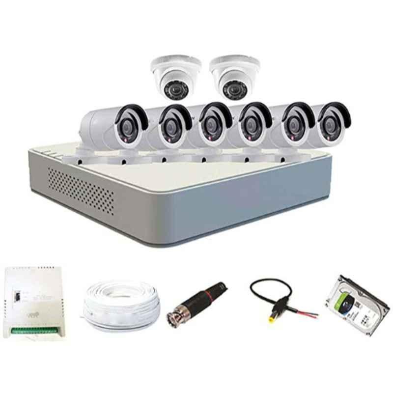 Hikvision 2MP 2 Pcs Dome, 6 Pcs Bullet Camera, 1TB Hardisk, 4CH DVR, Power Supply, BNC & DC Connector Kit
