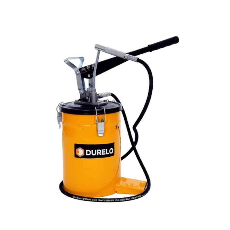 Durelo GBP-10 10kg Grease Gun Bucket Pump with Handle, 2.2m High Pressure Hose & 4 Jaw Coupler