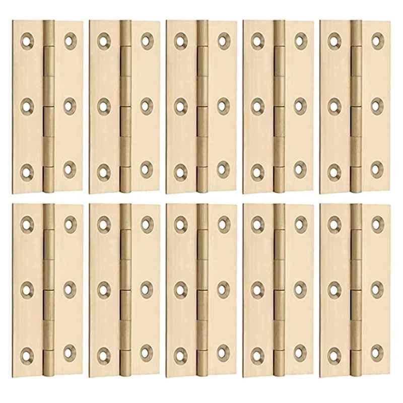 Screwtight 3 inch Brass Polished Door & Cabinet Butt Hinge, B170107PB-10p (Pack of 10)