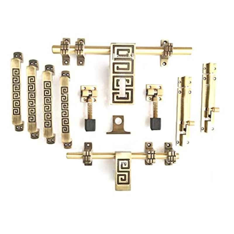 Jovial 10 Pcs Zinc Alloy Antique Brass Double Door Fitting Accessories Kit, DoubleDoor-1014-KT-124