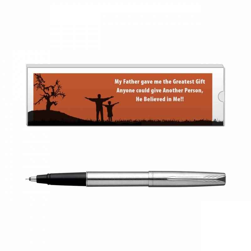Parker Frontier Stainless Steel CT Roller Ball Pen with Dad Quote-5, 9000020185