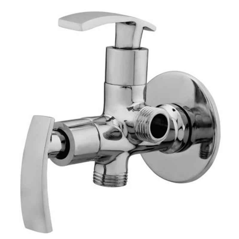 Drizzle Soft 2 in 1 Brass Chrome Finish Silver Angle Valve, AAC2IN1SOFT