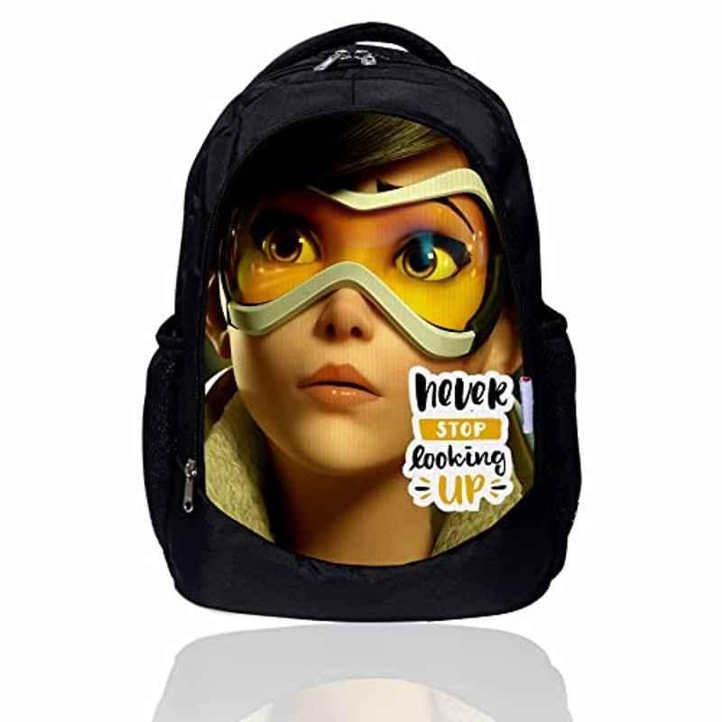 My Fav 30L Polyester Black Printed Laptop Backpack, MFB0093