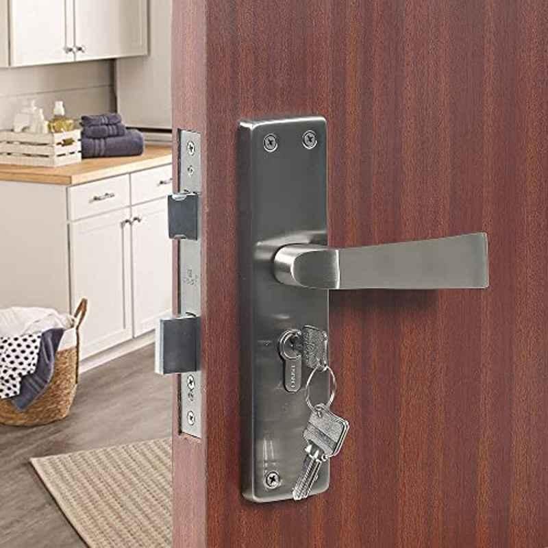 Voltizi 8 inch Stainless Steel 304 Cylindrical Plate Mortise Door Lock Handle Set with 3 Keys, CRZ003-BSK