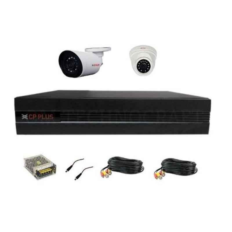CP Plus 2.4MP White & Black 1 Pc Dome, 1 Pc Bullet Camera & 4 Channel DVR Kit with All Accessories, CP-AVR0401