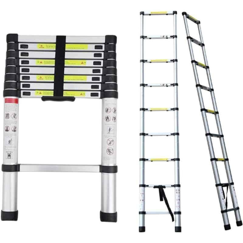 Equal 150kg 7 Steps 6.5ft Aluminium Black Extension Telescopic Ladder, EALT-020