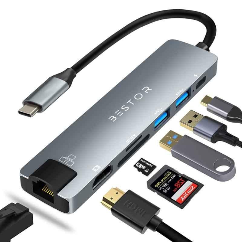 Bestor 7-in-1 USB-C 4K 30Hz Multiport Adapter Hub for MacBook Pro/Air, iPad Pro & XPS
