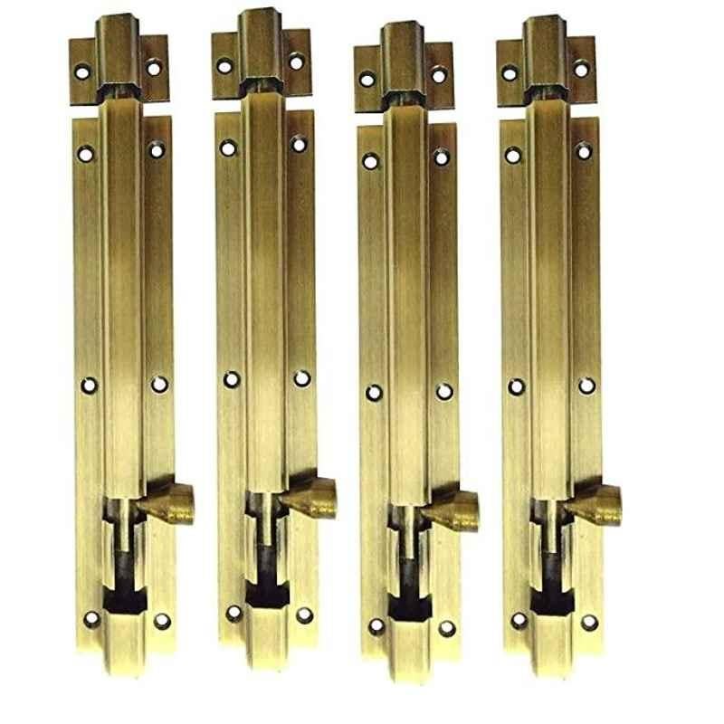 Smart Shophar 10 inch Brass Antique Hex Tower Bolt, SHA10TW-HEX-AN10-P4 (Pack of 4)