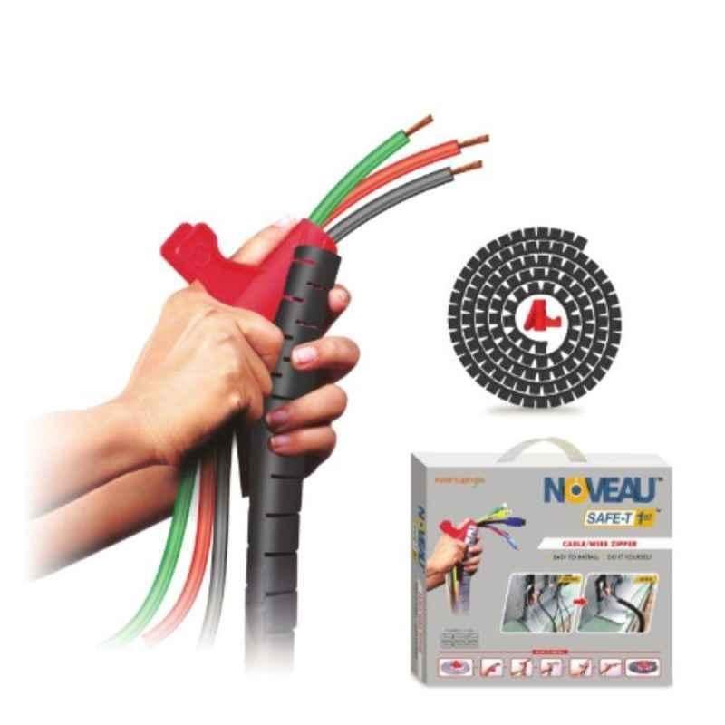 Noveau Safe-T-1ST 16mm 1.5mm Virgin HDPE Black Cable Zipper with Colour Box, NSFZ16BK1105 (Pack of 2)