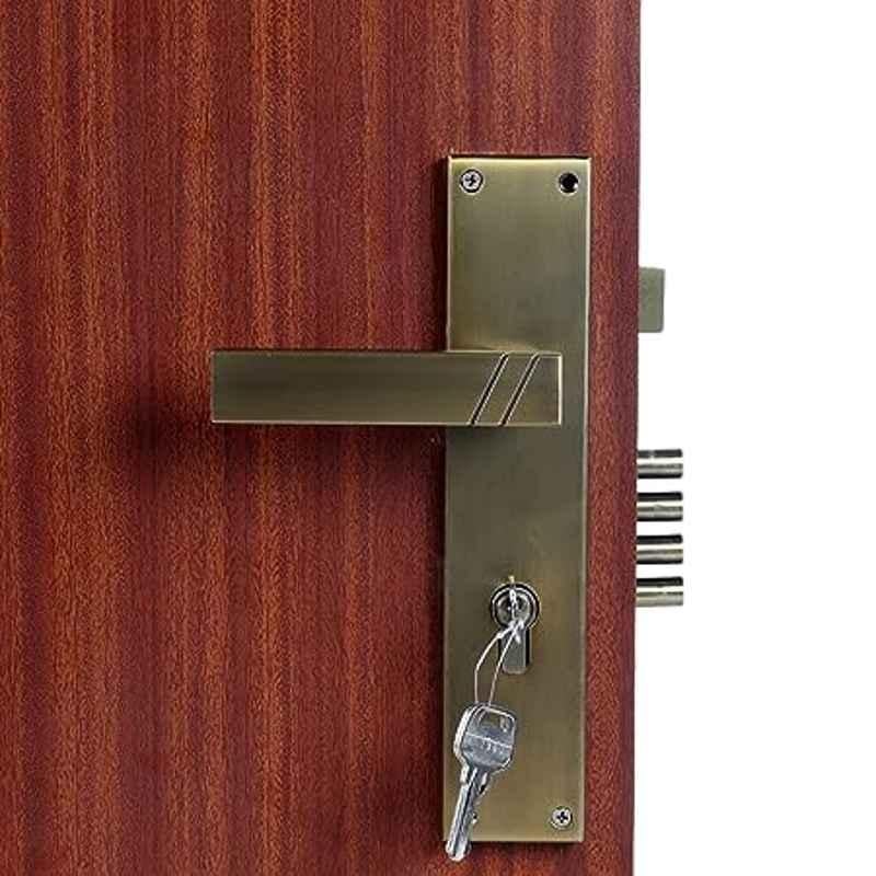 Handle Waala Sierra 10 inch 60mm Stainless Steel Antique Brass Finish Cylindrical Plate Both Side Key Mortise Door Lock Set