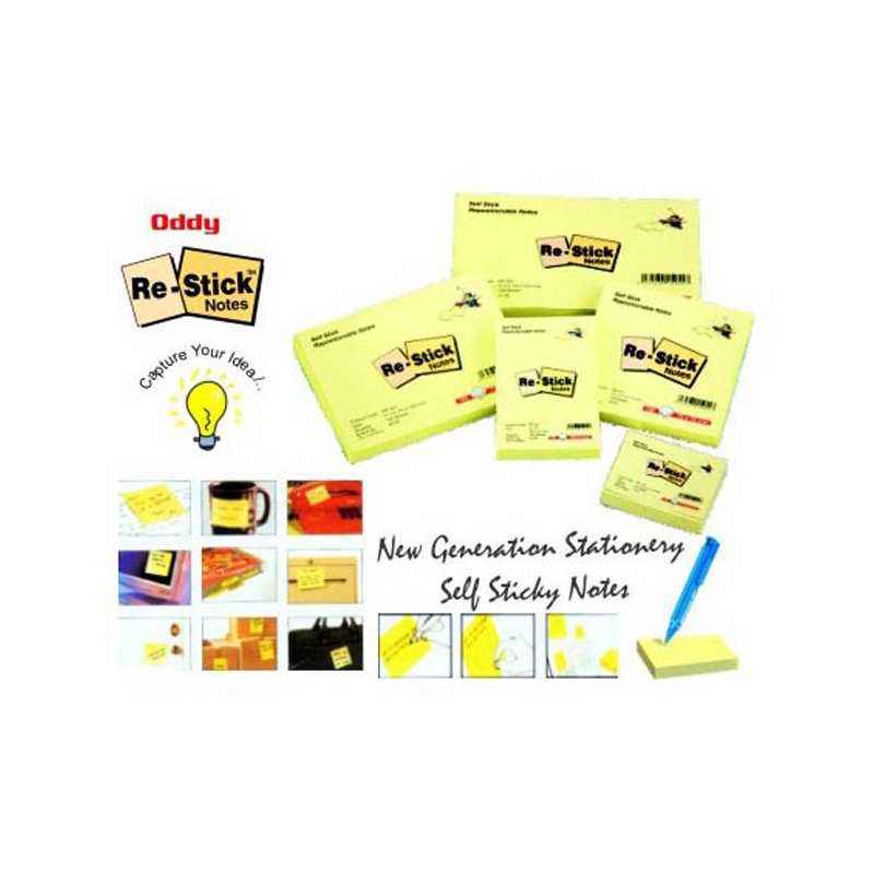 Oddy 3x3 inch Self stick Repositionable Note Pad, RS 3X3 (Pack of 100)