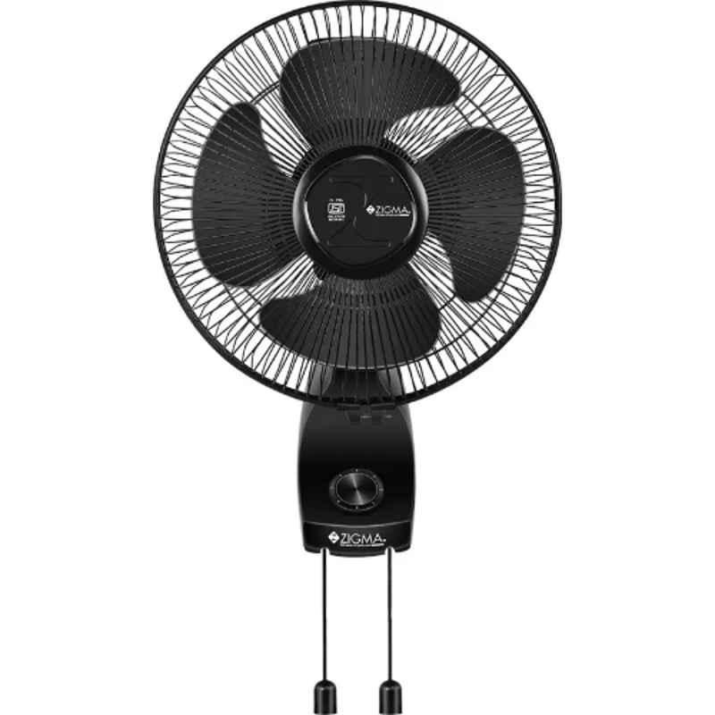 Zigma Charm 45W Black 4 Blade Anti Dust Wall Fan, Sweep: 300 mm