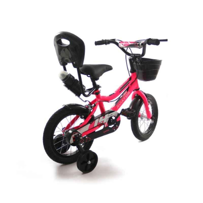 Caya Aviator-14 Floro Baby Pink BMX Adjustable Handle Kids Cycle, Tyre Size: 14 inch