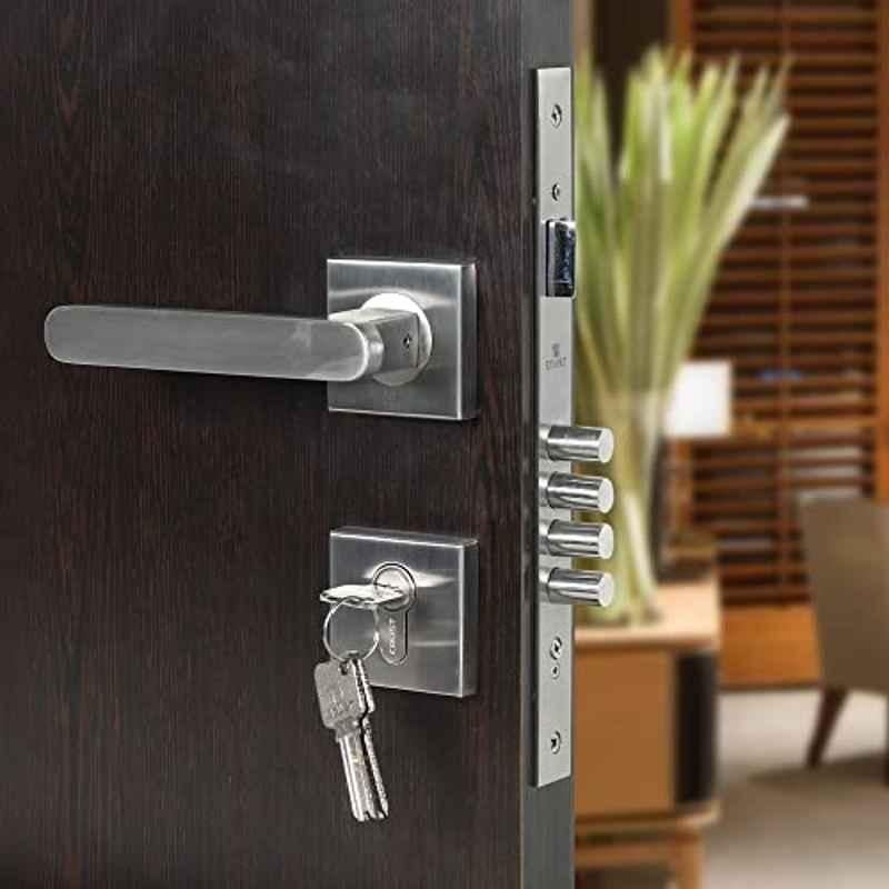 Voltizi Stainless Steel Matt Finish Mortise Bedroom Door Lock Handle Set with 3 Keys for Home, Office & Hotel, LB303