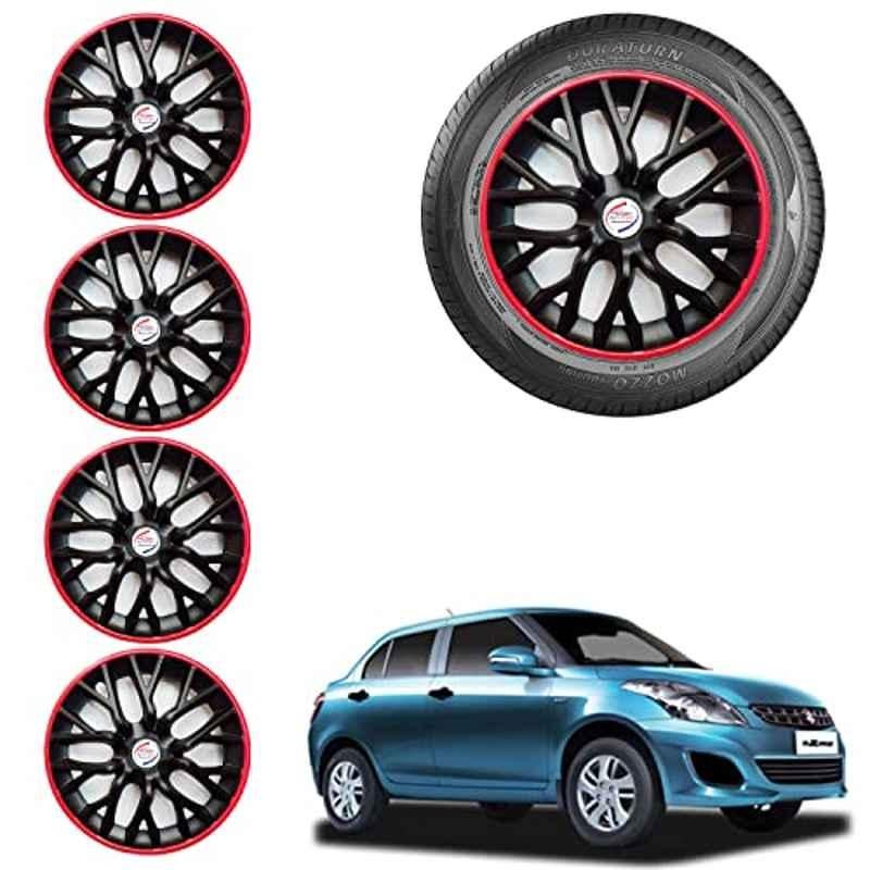 Auto Pearl 4 Pcs 14 inch ABS Black & Red Car Wheel Cover Set for Maruti Suzuki Swift Dzire Type 2