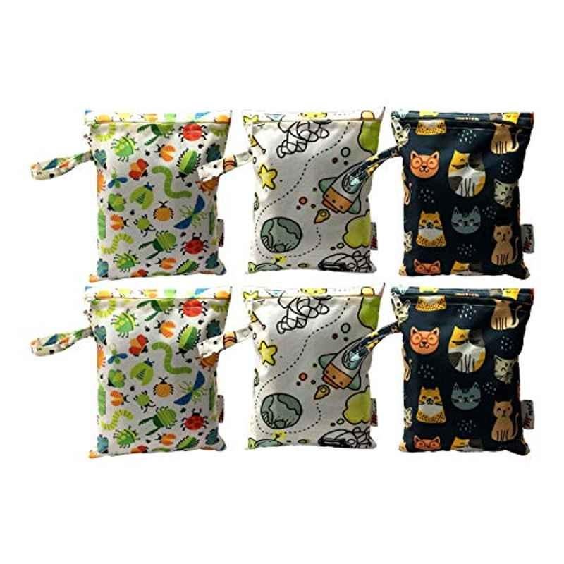 My Fav Polyester Multipurpose Wet Dry Baby Diaper Bag Pouch with Zipper, MFWDC-C2 (Pack of 6)