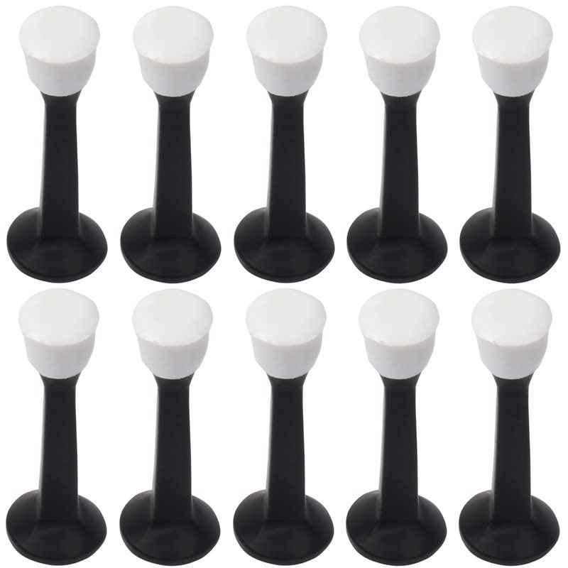 Screwtight 3 inch Zinc Black Powder Coated Wall Mounted Door Stopper, Z230403BLK-10 (Pack of 10)
