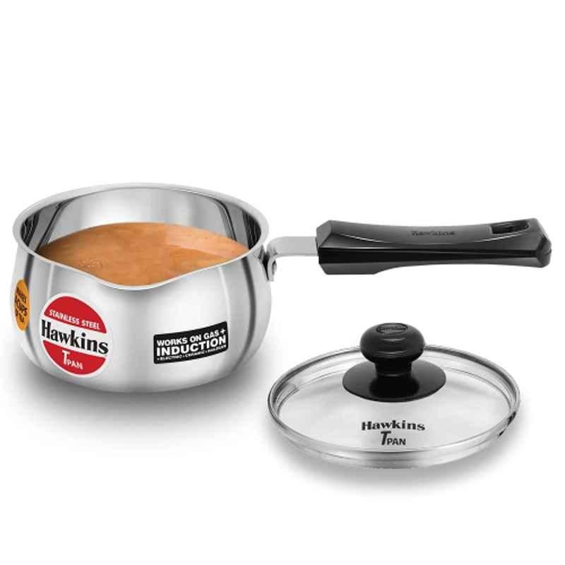 Hawkins 1L Stainless Steel Induction Friendly Tpan with Glass Lid, SST 10G