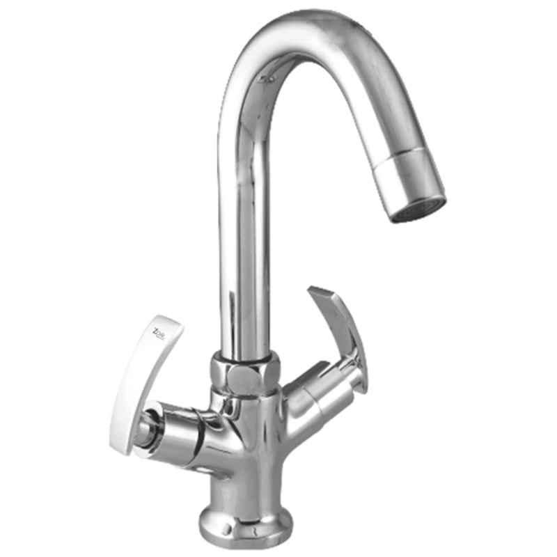 Zoie Viva Brass Silver Chrome Finish Basin Mixer with Swivel Spout, Z28017