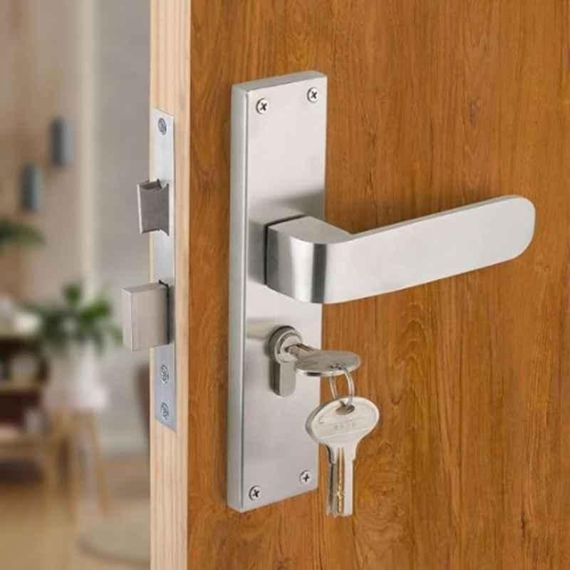 Ojass 70mm Stainless Steel Silver Double Turn Mortise Door Lock Set, A128 KY
