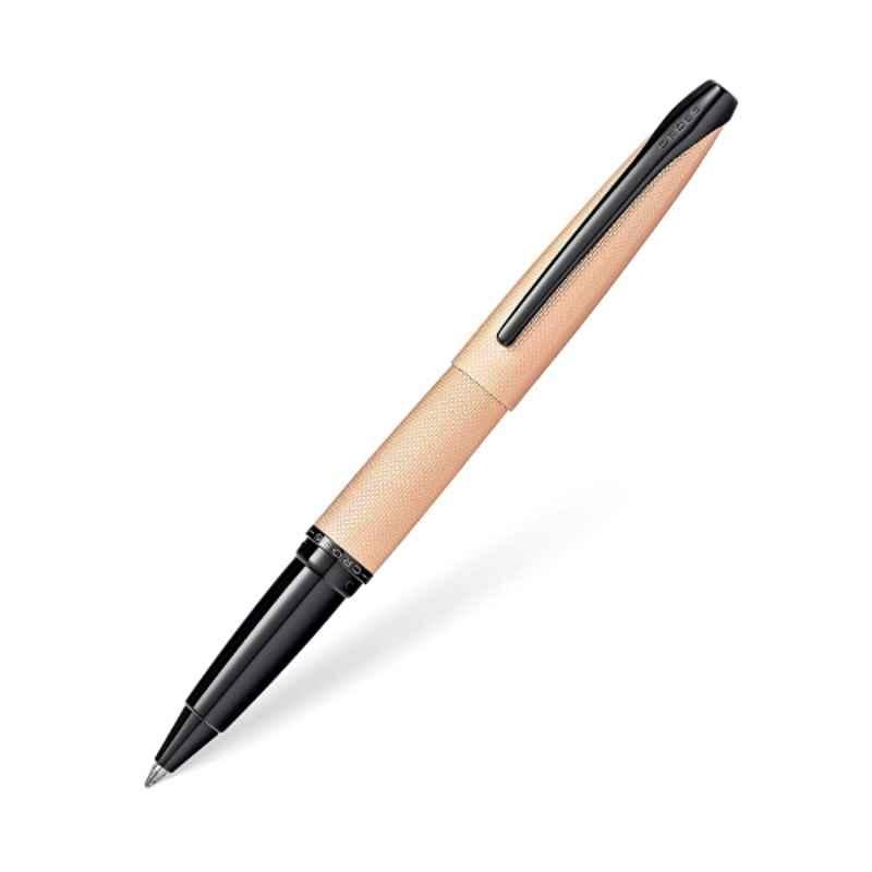 Cross ATX Black Ink Brushed Rose Gold PVD Finish Roller Ball Pen with 1 Pc Black Gel Ink Refill Set, 885-42