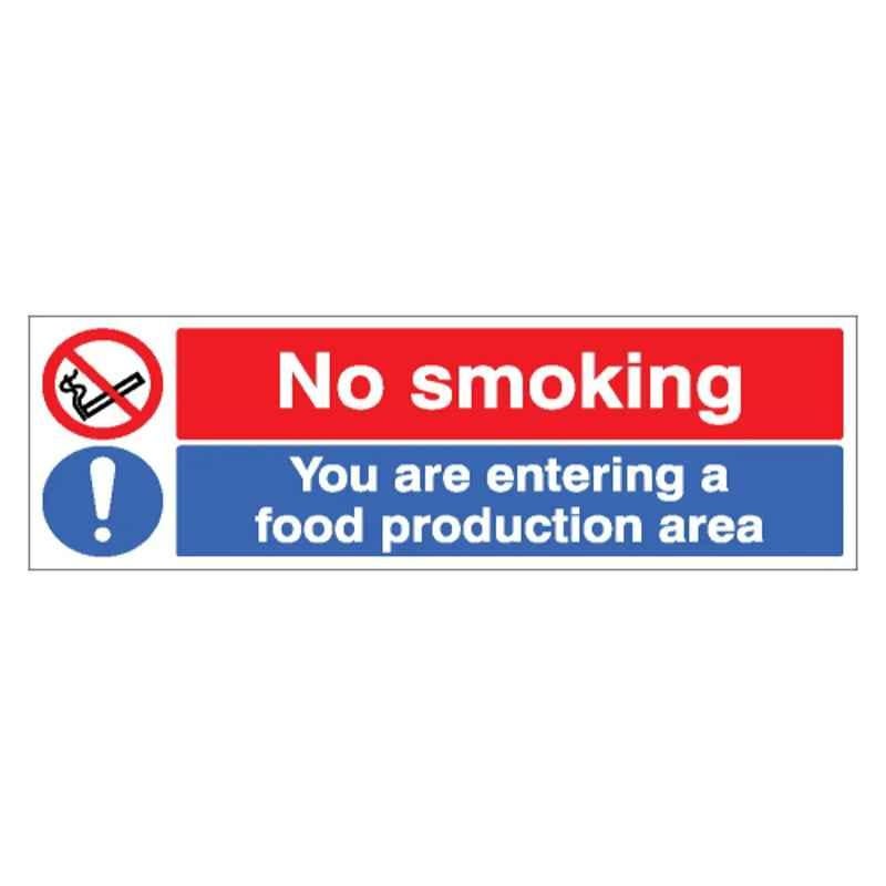 SUNSIGNS 600x200mm Vinyl & Acrylic Sandwich No Smoking you are Entering a Food Production Area Signage, SN0161VNLM1HPIDAM
