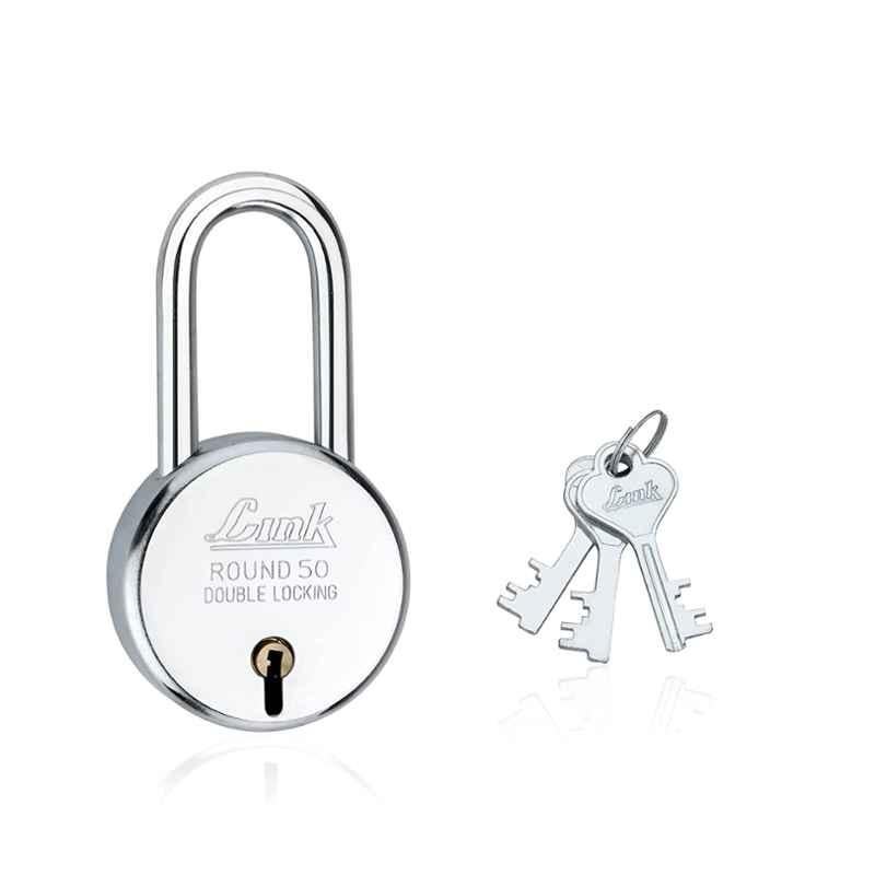 Link 50mm Alloy Steel Long Shackle Round Padlock with 3 Keys, BCP-Round-50-LS