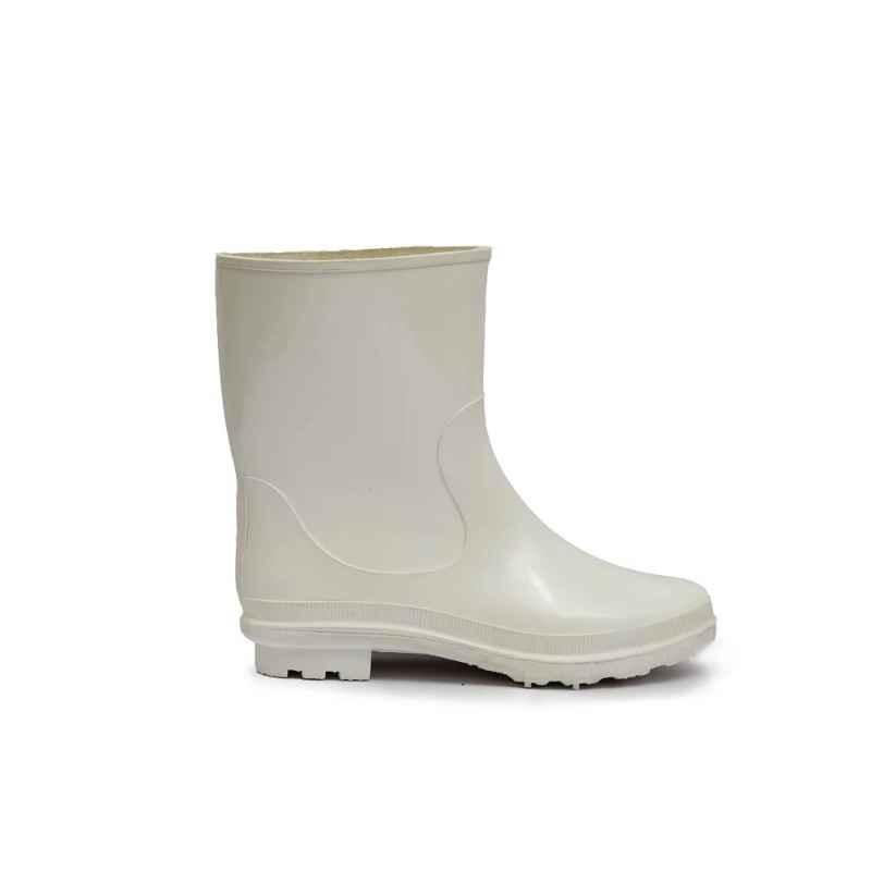 Hillson Don 9 inch White PVC Plain Toe Gumboots, Size: 8