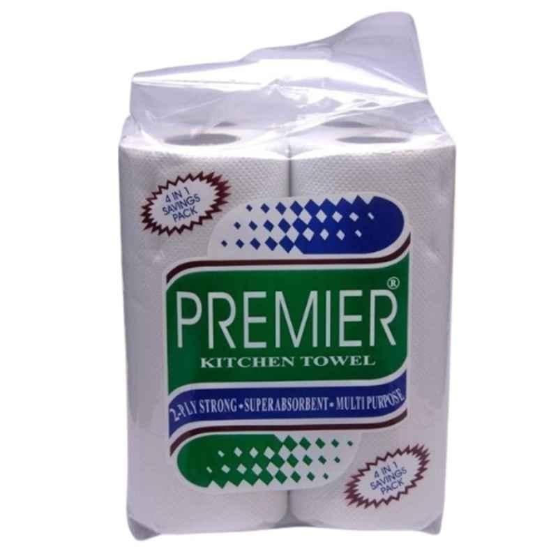 Premier 4 Pcs 60 Pulls 2 Ply Large Kitchen Tissue & Towel Paper Roll Set, P1KT003