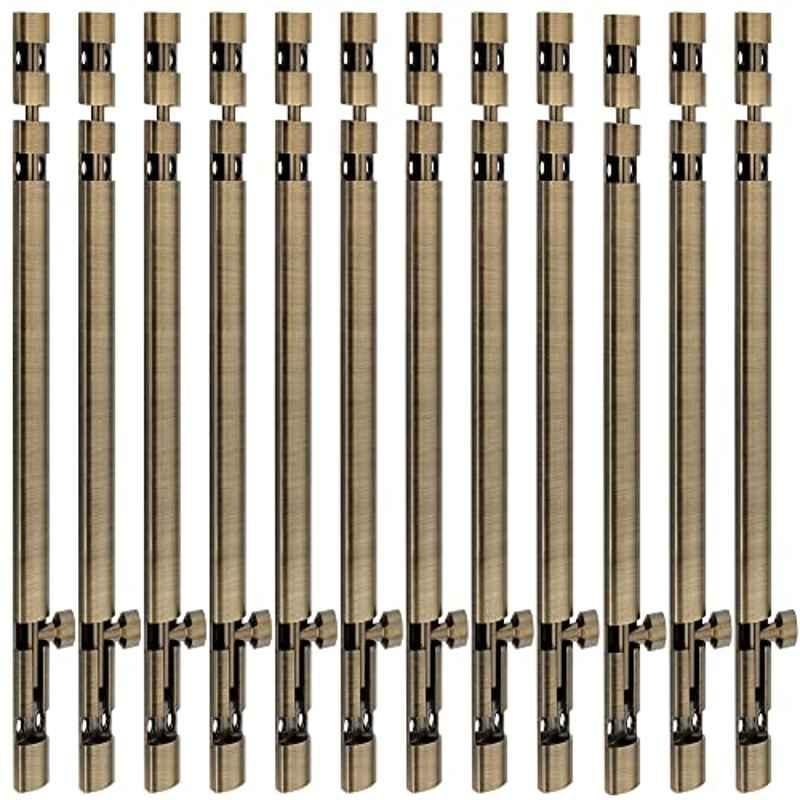 Screwtight Xylo 12 inch Aluminium Antique Brass Finish Tower Bolt, XYLO-BA-12IN-12 (Pack of 12)