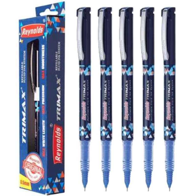 Reynolds Trimax 0.5mm Blue Roller Ball Pen (Pack of 6)