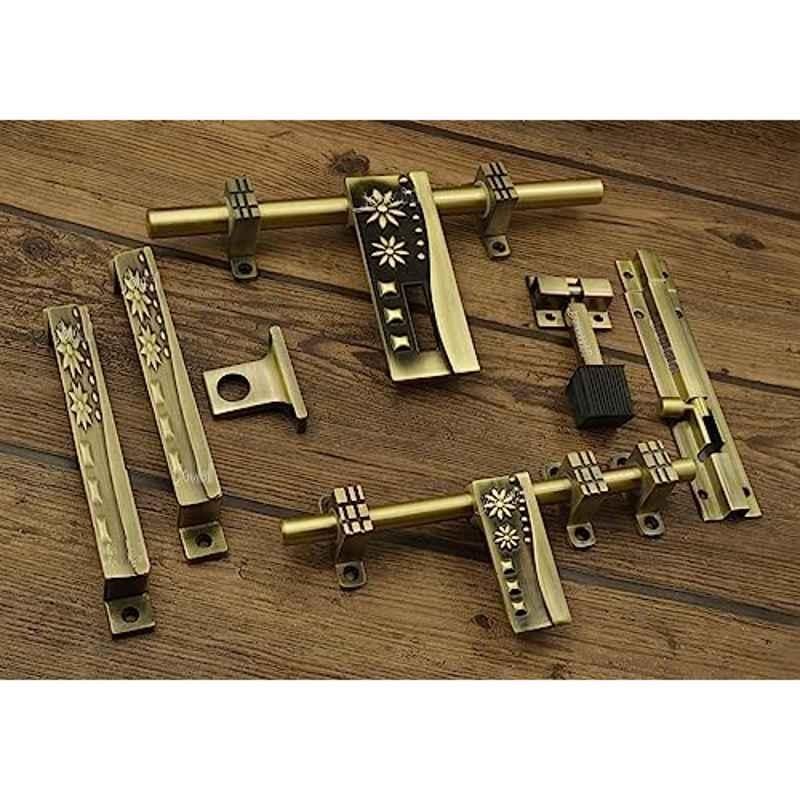 Jovial 6 Pcs Aluminium Antique Brass Single Door Fitting Accessories Kit, 1032-KT-142