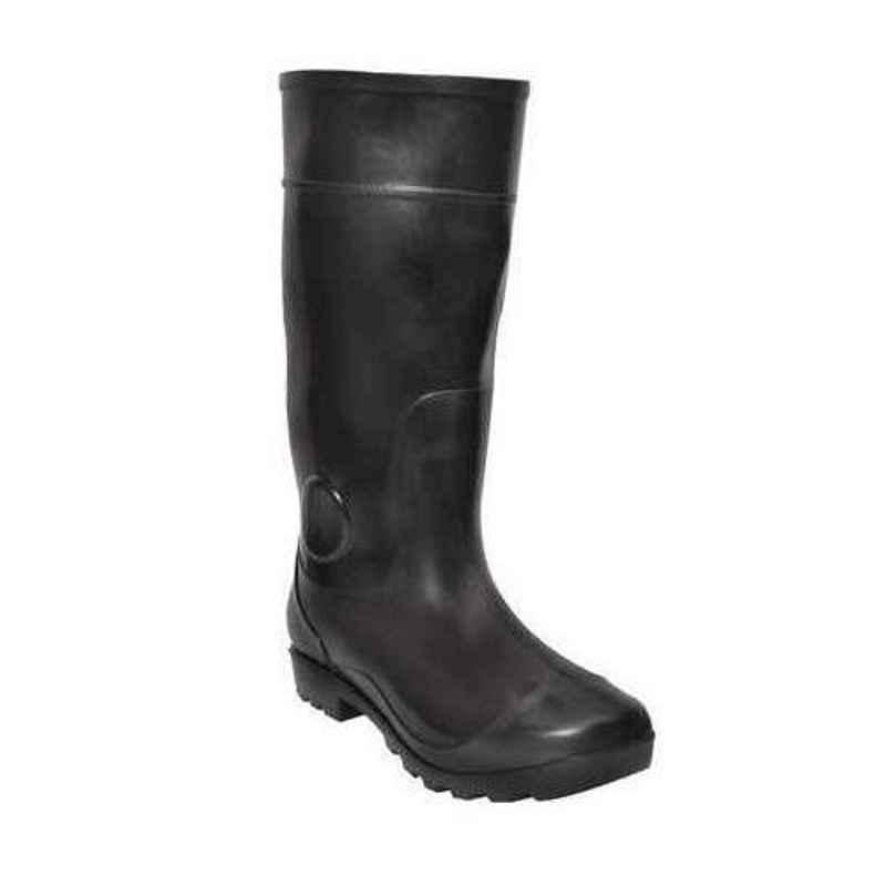 Hillson Century Plain Toe Black Work Gumboots, Size: 6