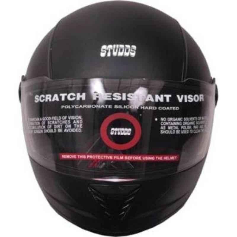 Studds Professional Black Motorbike Helmet with Black Strip, Size (XL, 600 mm)