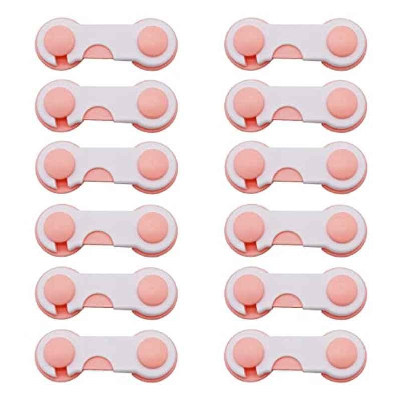 Safe-O-Kid 3.7 inch Pink Dotted Smiley Ends Child Proof Cabinet Lock, SOK9LOC15P095 (Pack of 12)