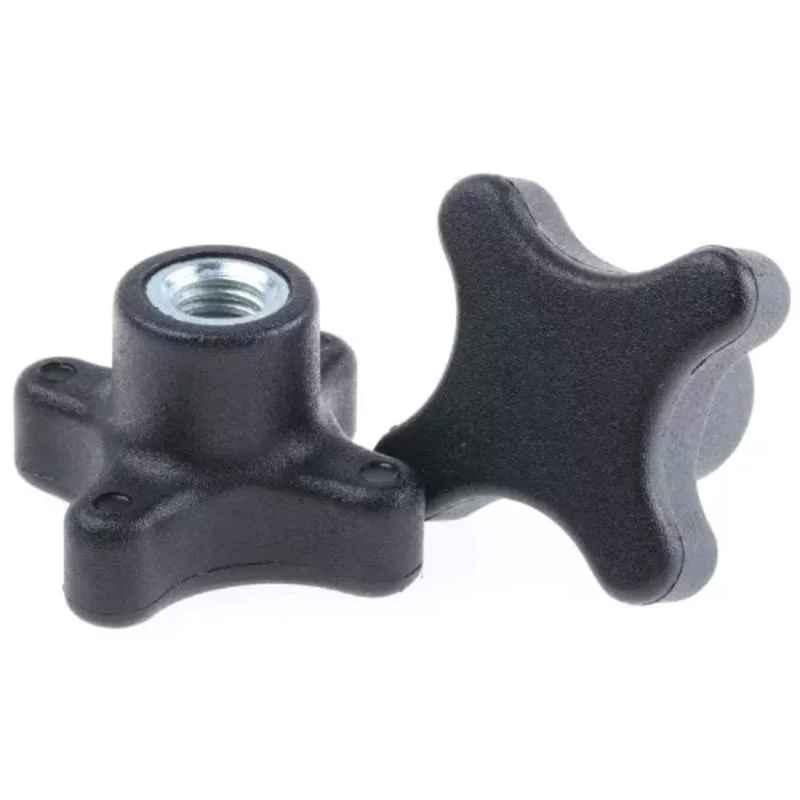 RS Pro M8 Black 4-Arm Clamping Knob, 7027715