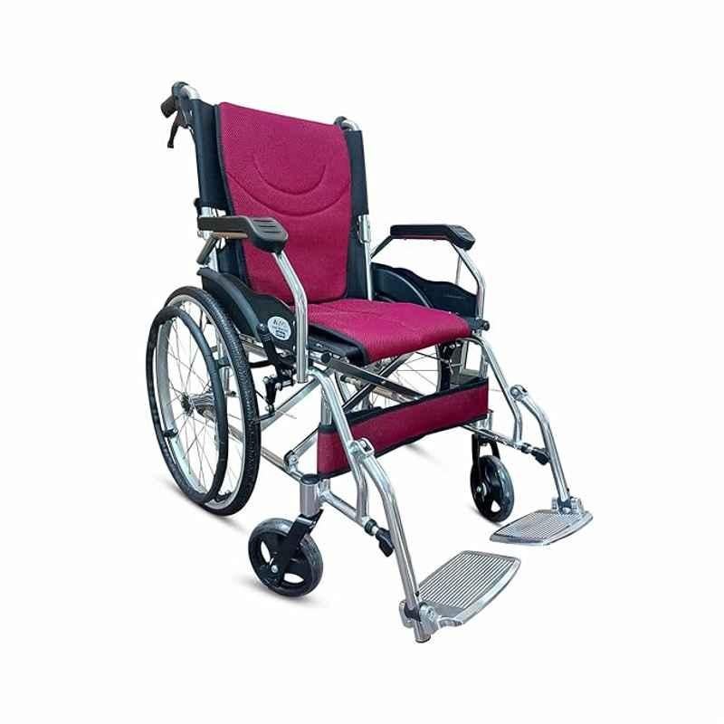 VMS Careline CRUISE 100kg Aluminum Alloy Black Transit Lightweight Wheelchair, VWE-1048