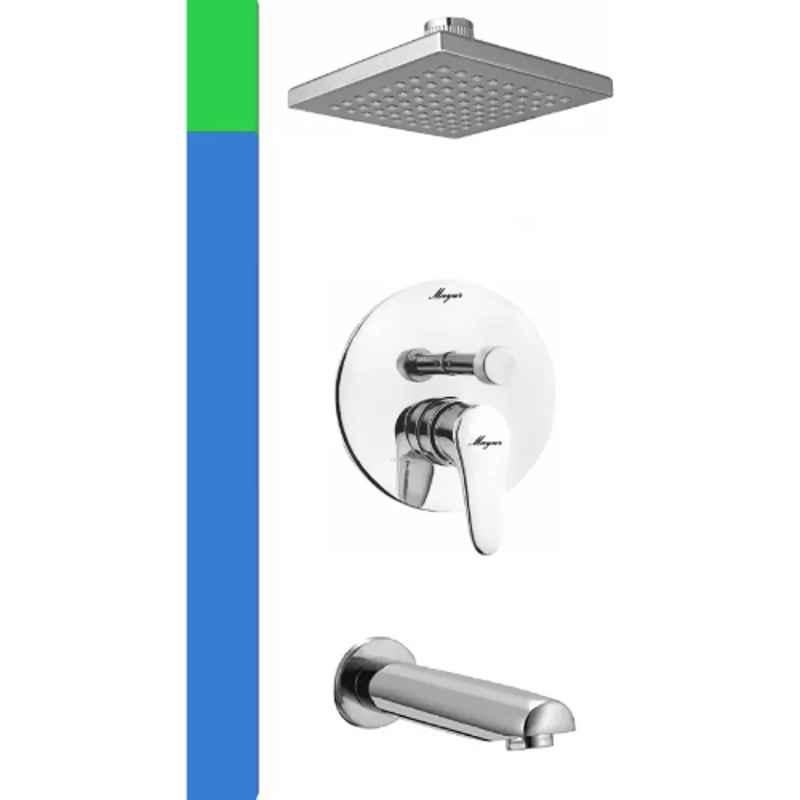 Mayur Ocich Trendy 3 Pcs Brass Wall Mount Diverter Wall Mixer Set for Hot & Cold Water with 6 inch Rain Shower