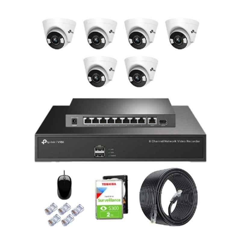 TP-Link VIGI C440 4MP Full Colour Indoor Network IP Combo Kit with 8 Channel NVR, 6 Cameras, 10 Port POE Switch, 2TB HDD, D-LINK 100M LAN Cable