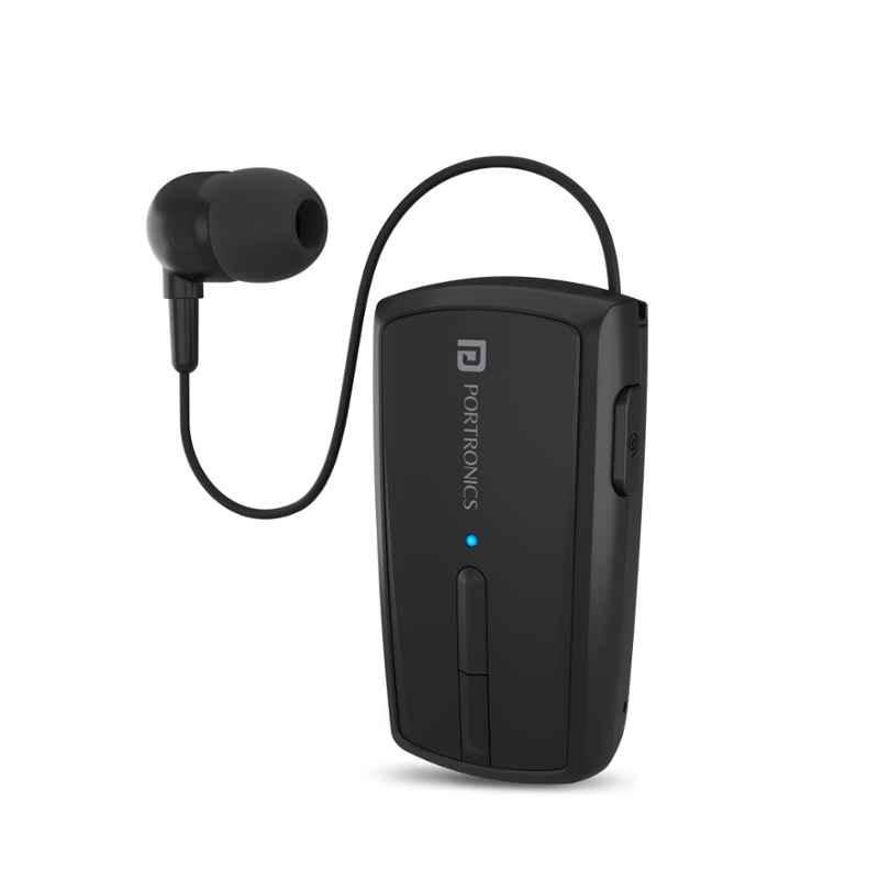 Portronics Harmonics Klip 4 Green Retractable Bluetooth Earphone, POR 1426