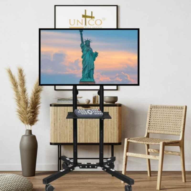 Unico Metal Adjustable Double Pipe Floor TV Stand with Wheels for 23 to 75 inch TV & Monitor, UN-2R19