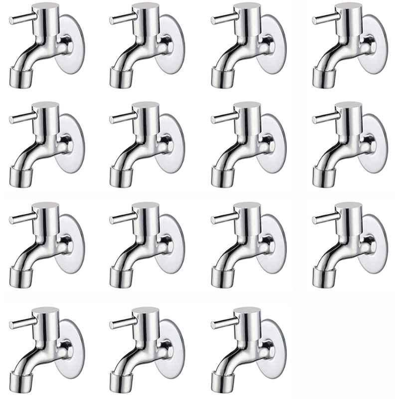 Spazio Stainless Steel Chrome Finish Turbo Collection Bib Cock With Foam Flow Wall Flange (Pack of 15)