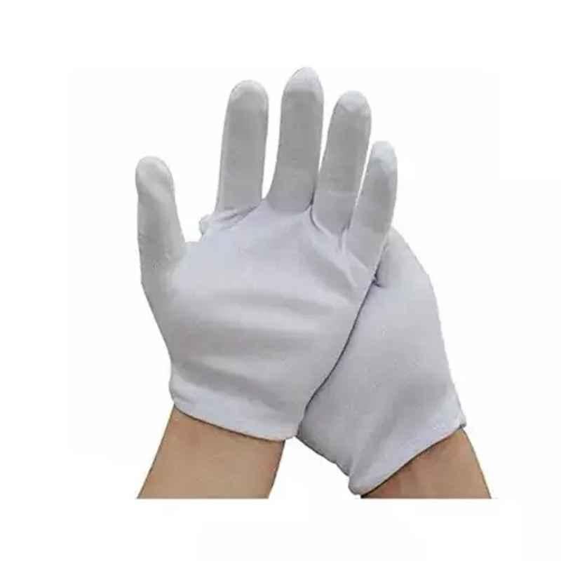 Brala Nylon White Fine Safety Working Hand Gloves, Size: Free (Pack of 50)