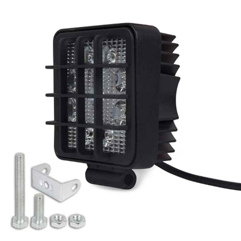 AllExtreme EX9LGF1 9 LED 4 inch 27W Square Flood Beam White Fog Light with Mounting Bracket