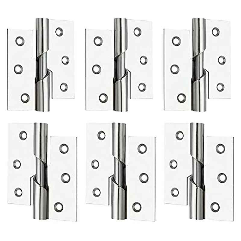 Screwtight 3 inch Iron Chrome Finish Door & Cabinet Rising Butt Hinge, S171001CP-6 (Pack of 6)