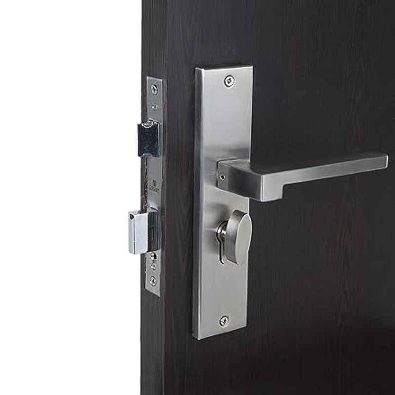 Handle Waala LB306 8 inch 60mm Stainless Steel Silver Cylindrical Plate One Side Key Mortise Door Lock Set