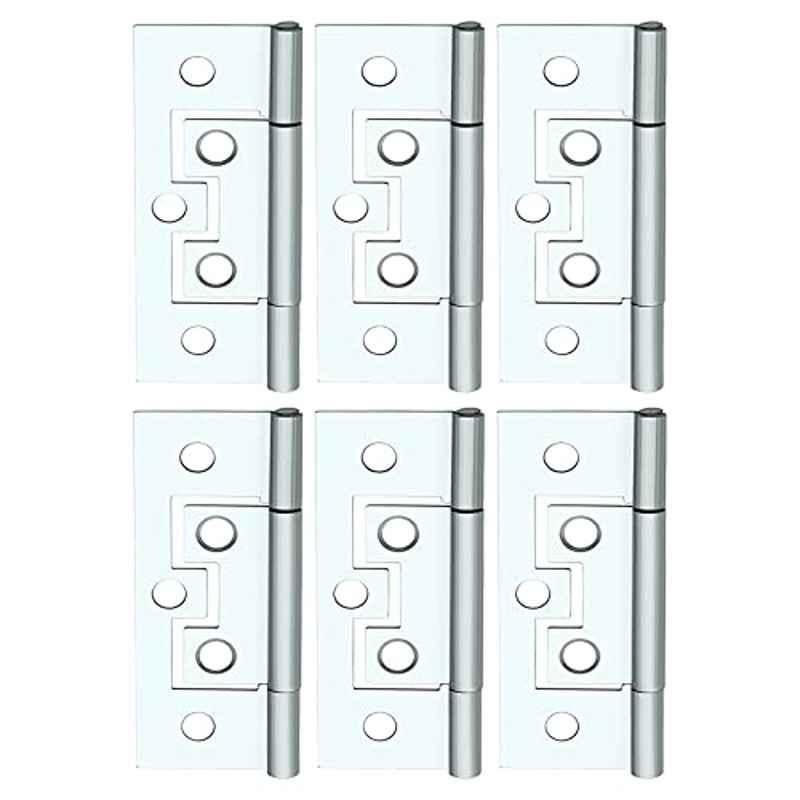 Screwtight 2.5 inch Iron Chrome Finish Cabinet & Door Flush Hinge, â€ŽS170704CP-6 (Pack of 6)