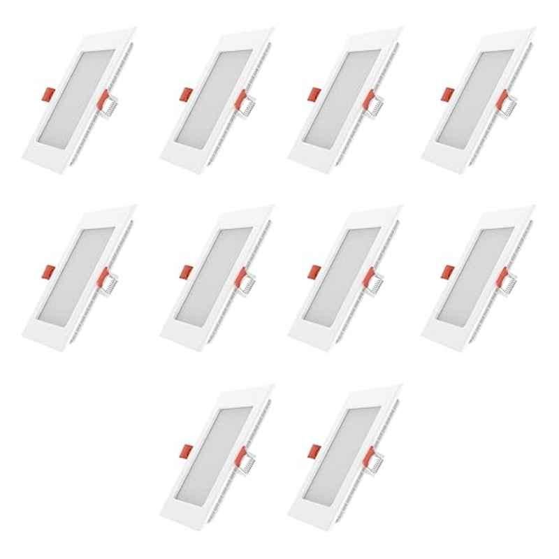 Fybros Faro 3W Polycarbonate Natural White Square LED Panel Light, FLS5076J (Pack of 10)