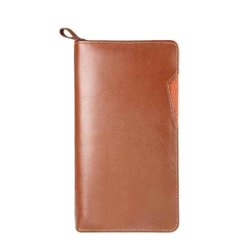 Elan 7 Slots Leather Brown Zip Travel Wallet, EX-4247-BR