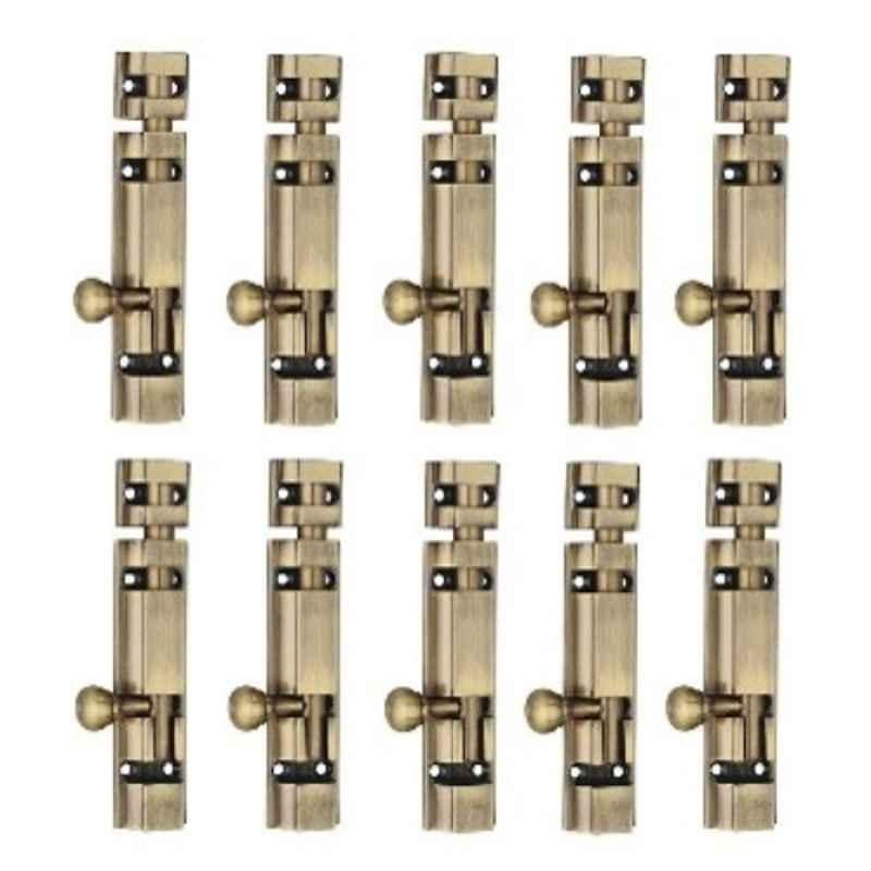 MSP M-2501 10 Pcs 6 inch Aluminium Brass Antique Finish Tower Bolt Set for Doors & Windows, M-2501AN6-10